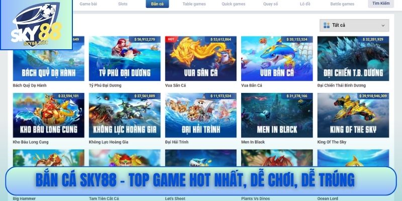 Top game bắn cá SKY88 hot nhất dễ chơi dễ trúng
